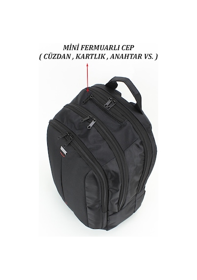 Case Club Siyah Sırt Çantası 17.3’’ Laptop Bölmeli Su Geçirmez Kumaş Siyah
