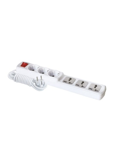 Far F303a 3+3 Anahtarlı Universal Grup Priz 2 Metre Kompakt Anahtarlı Priz Seti