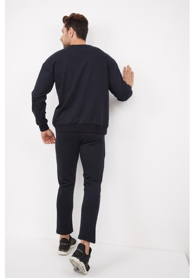 Erkek Spor Lacivert Oversize Sweatshirt Takım-3864 Lacivert
