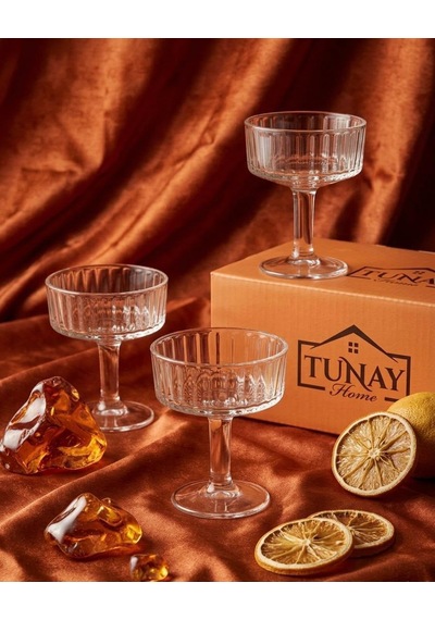 Cam Ayaklı Sunumluk Kase 6 Lı Set Şeffaf Cam