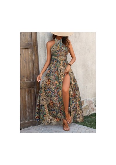 Butik İstanbul Kadın Omuzlardan Açık Yakadan Çapraz Geçme Detaylı Yırtmaçlı Desenli Uzun Süprem Elbise Altın Butik İstanbul Kadın Omuzlardan Açık Yakadan Çapraz Geçme Detaylı Yırtmaçlı Desenli Uzun Süprem Elbise Altın