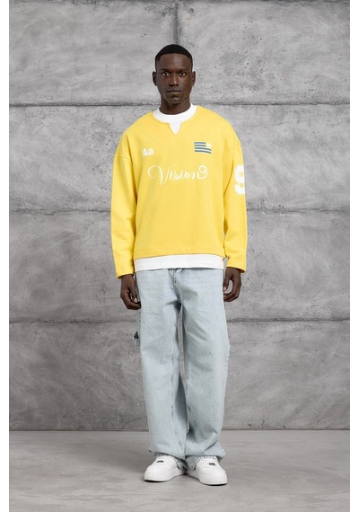 Hiccup Nomarc Regular Kalıp Bisiklet Yaka Sweatshirt Sarı