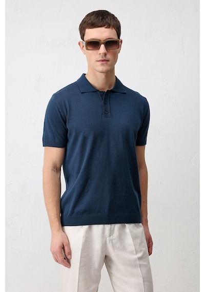 Antioch Comfort Slim Polo Yaka Erkek Triko T-shirt İndigo