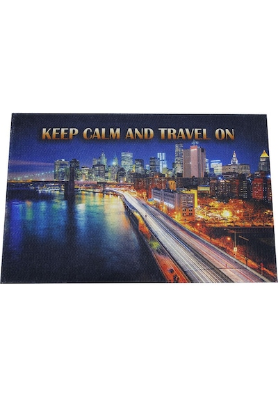 Keep Calm And Travel On Yazılı Çift Taraflı Kauçuk Kapı Önü Paspa