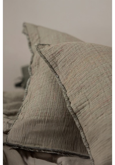 Ecocotton Muna Yeşil/koyu Yeşil %100 Organik Pamuk Çift Kişilik Yatak Örtüsü Yeşil