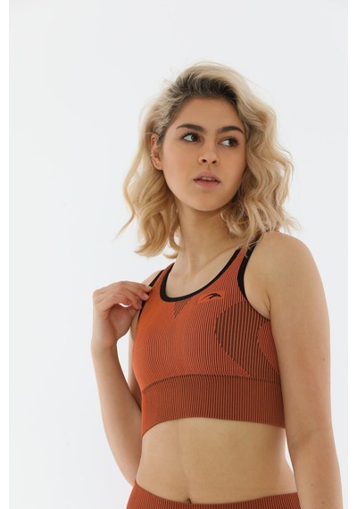 Maraton Active Slimfit Kadın Bisiklet Yaka Kolsuz Spor Bakır Bra 813055-Bakır