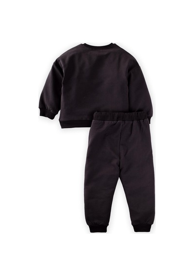 Cigit Basic Karyoka Detaylı Sweatshirt Takım 3-8 Yaş Siyah Siyah
