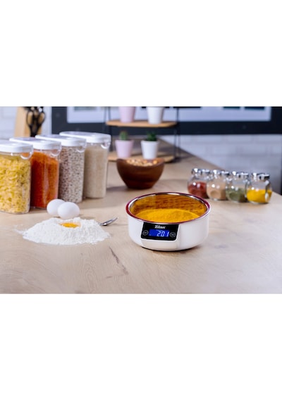 Zln2977 Dijital Mutfak Tartısı Kaseli 5 Kg 1 Gr Hassasiyet Lcd Paslanmaz Çelik Pil Dahil Bej