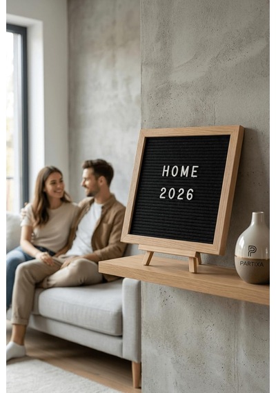 Ahşap Harfli Yazı Panosu 25,5x25,5 Cm Gerçek Cam Çerçeve, 340 Parça Harf Seti, Keçe Yüzey, Standlı Ve Duvara Asılabilir