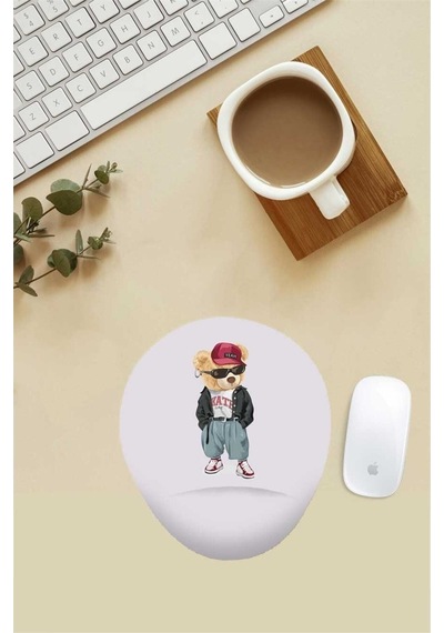 Hip Hop Teddy Desenli Bilek Destekli Mouse Pad Mousepad