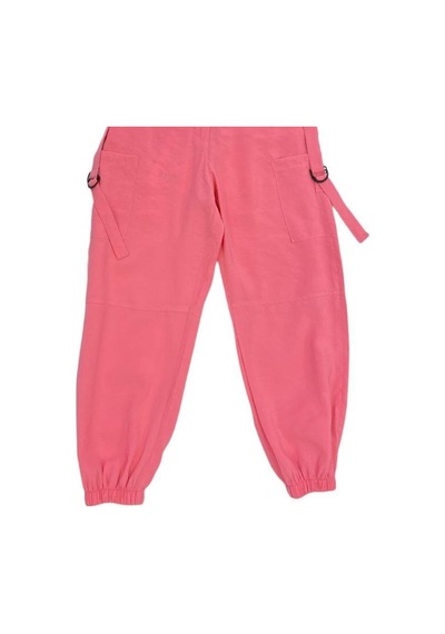 Çikoby Kız Çocuk Beli Paçası Lastikli Dokuma Pantolon-13753-pembe Pembe