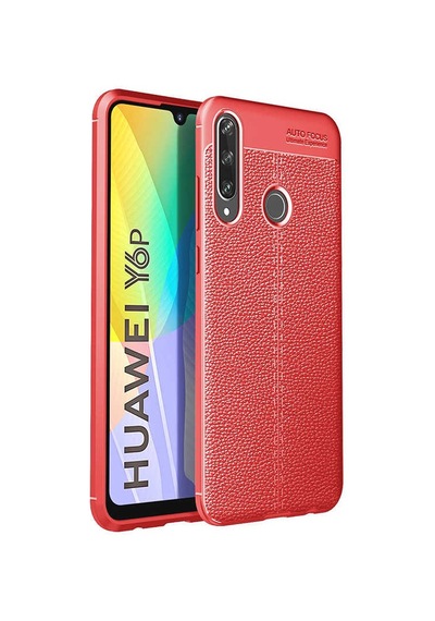 Huawei Y6p Kılıf Niss Deri Desenli Silikon Kılıf Kırmızı