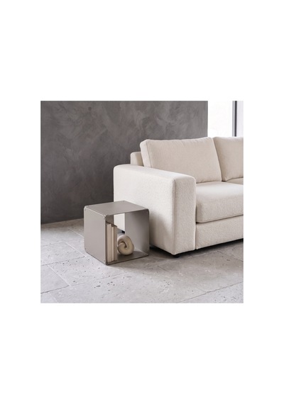 Node Metal Yan Sehpa Modüler Küp Tasarım Açık Raflı Tekli Modül 32x32x32 Cm Bej - 940085810 Bej