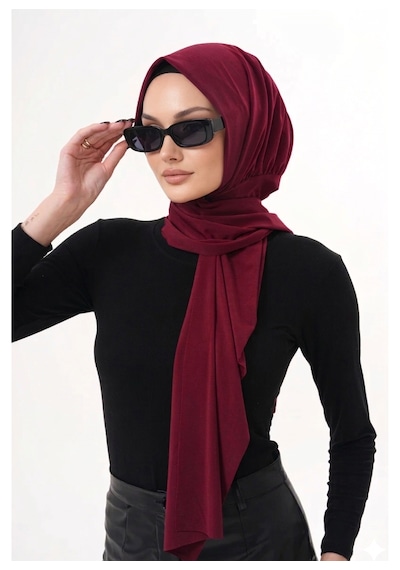 Alivascarf Pratik Hazır Çıtçıtlı Büzgülü Tesettür Şal Bordo