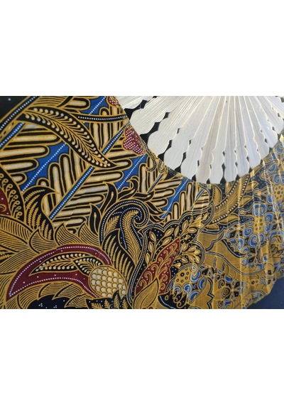 Endonezya Batik Kumaş Bambu Ahşap Yelpaze 27 Cm El Yapımı Vintage Japon El Fanı Büyük Boy 2 Adet