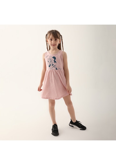 Minnie Mouse D4860-3 Çocuk  Pembe Melanj Elbise