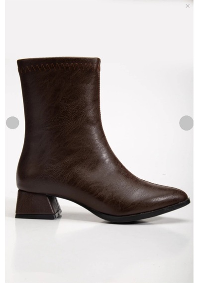 Kadın Kahve Sivri Burun Bot Kırışık Rugan Günlük Bot Boots Kahverengi