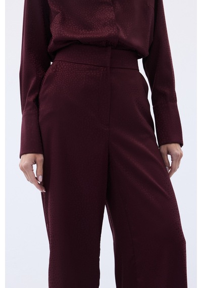 Sateen Jakarlı Pantolon - Bordo-136608 Bordo