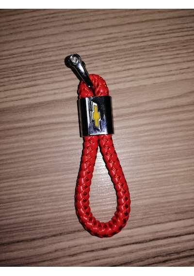 DERİ ÖRGÜLÜ ÖZEL SERİ ANAHTARLIK CHEVROLET KIRMIZI