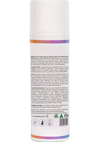 Minela Care Akneye Meyilli Ciltler İçin Yüz Güneş Kremi SPF50 70 G