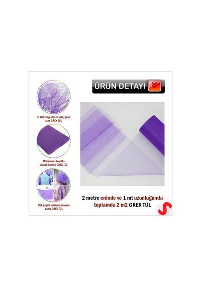 Süsleme Tülü Grek Tül, 2 Mt En X 1 Mt Uzunluk - Mor 0-99