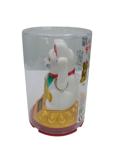 Maneki Neko El Sallayan Şans Kedisi Beyaz Solar Güneş Enerjili 6x10cm No6gb