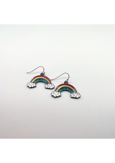 Tedz Collection Bulutlu Gökkuşağı Pin Küpe Çok Renkli