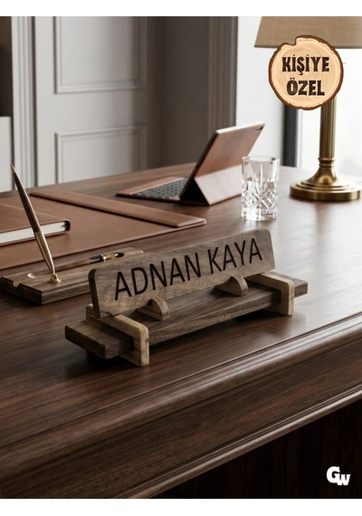 Kişiye Özel Doğal Ahşap Masa Üstü Ünvan İsimlik Ceviz Kişiye Özel Ceviz