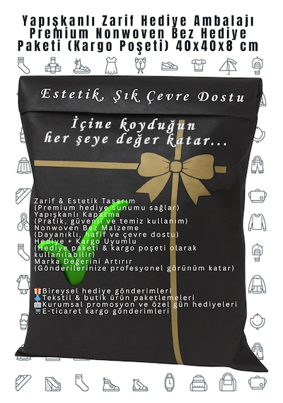 Yapışkanlı Hediye Ambalajı Hediye Paketi Hediye Çantası Nonwoven Bez Çanta Kargo Poşeti Şık Estetik
