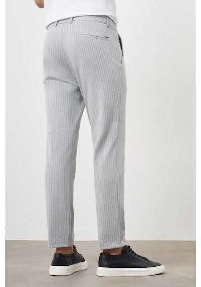 Morven Erkek Gri Poliviskon Trend Çizgili Slim Fit Örme Spor Pantolon Gri