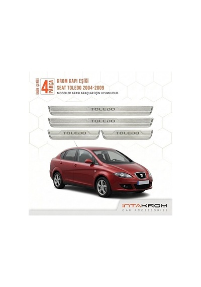 Seat Toledo 2004-2009 Uyumlu Satine Krom Kapı Koruma Eşiği 4 Parç