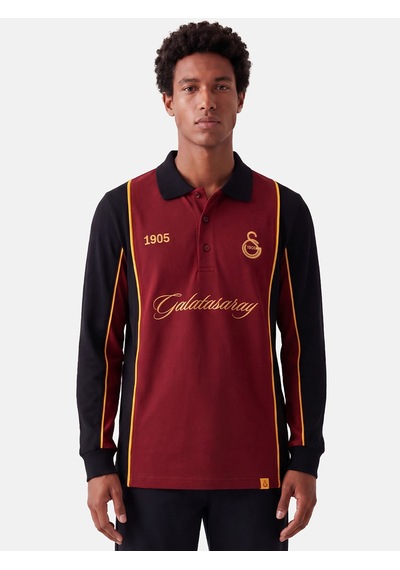 Gs Store Galatasaray & Reflect Studio Uzun Kollu Polo T-shirt Rse2621 Bordo-siyah