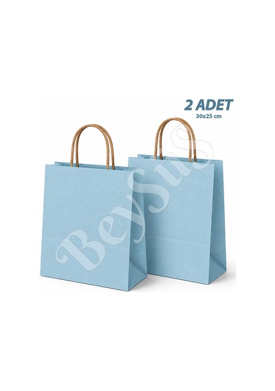 30x25 Cm Hediyelik Kağıt Çanta Mavi 2 Adet Tüm Yaşlar