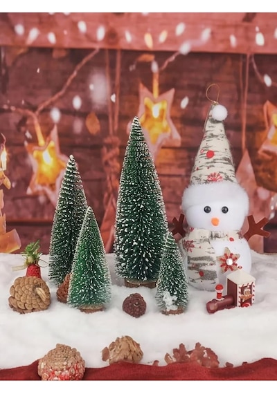 Yenigeldi 3'lü Çam Ağacı Seti 15 Cm, 15 Cm, 20 Cm Masa Üstü Yılbaşı Süsü, Dekorasyon Ağacı, Yeşil Diğer