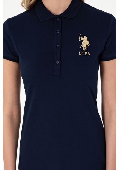 U.S. Polo Assn. Kadın Lacivert Polo Yaka Mini Boy Örme Elbise 50297457-VR033