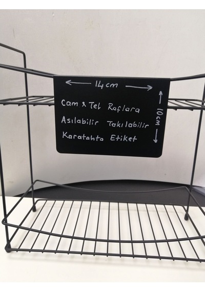 10 Adet Silinebilir Karatahta Siyah Etiket 14 x 10 CM Tel Raflar 8mm