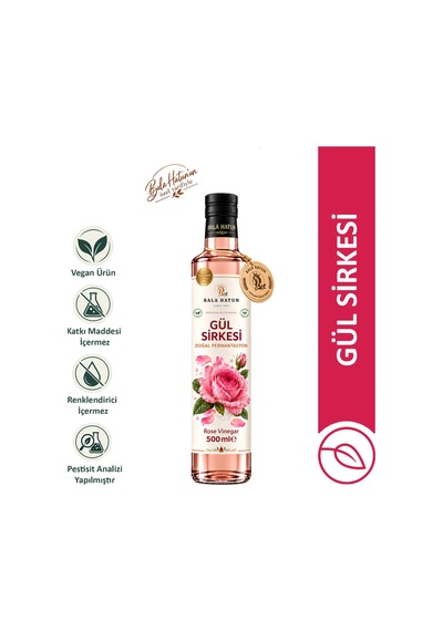 Bala Hatun Gül Sirkesi 500ml - Doğal Fermantasyon - Rose Vinegar