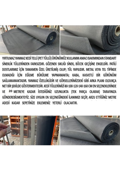 Yırtılmaz Sineklik Kedi Teli Pet Tül En-Boy - 120 CM-1 M