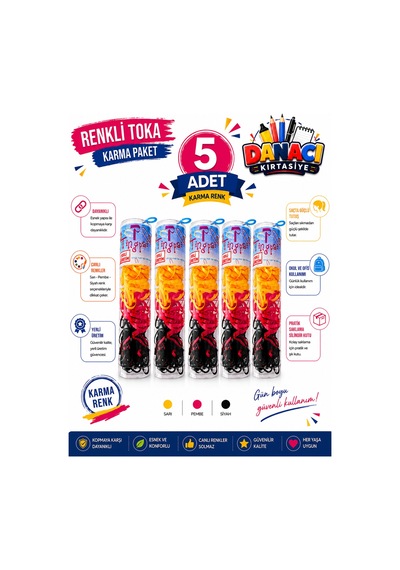 5 Adet Kopmayan Renkli Lastik Saç Tokası Karma Renk Esnek Saç Lastiği Kız Çocuk Kadın Çok Renkli