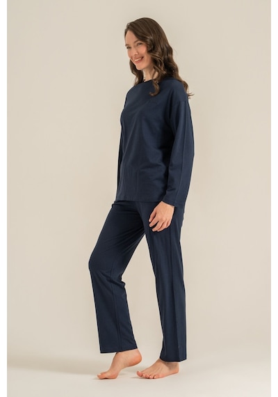 Pierre Cardin Kadın Lacivert Uzun Kol Pijama Takım Pc9304-s-v2 Pc9304-s-v2