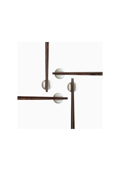 101 Copenhagen Native Chopstick Holders Birch 4 Lü El Yapımı Seramik Çubuk Desteği Beyaz