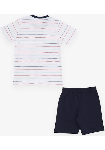 Breeze Girls & Boys Erkek Çocuk Şortlu Takım Çizgili Havalı Hayvancık Baskılı 1.5-5 Yaş, Beyaz-beyaz Beyaz