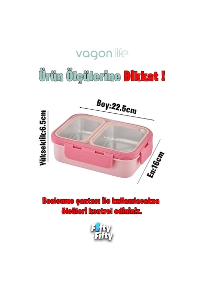 Vagonlife Lunch Box 700 Ml Tek Kat İki Bölmeli Metal Kaşıklı fflbox7096