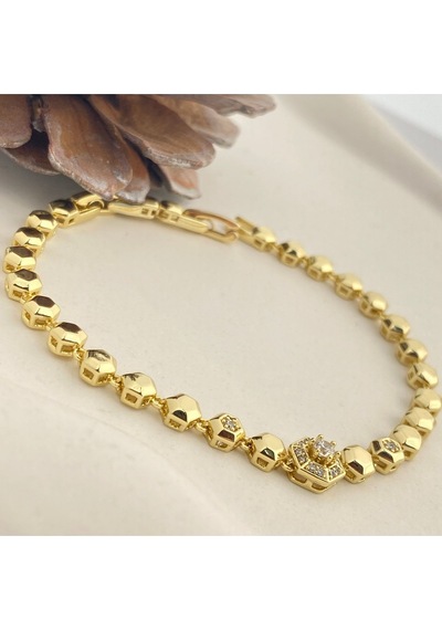 Petek Bileklik Altıgen Suyolu Kadın Bileklik Kararmaz Xuping Vip Seri 14 Ayar 19cm Gold