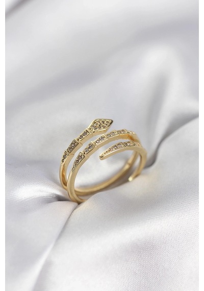 Buğz Yılan Model Gold Renk Zirkon Taşlı Kadın Yüzük Diğer 25758872