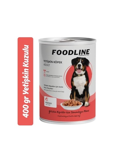 Ayrex Foodline Yetişkin Köpek Konservesi 400 Gr, Gravy Sos İçerisinde Parça Etli 400 Gr X 12 Adet, Kuzu