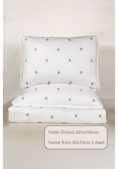 Elart Larissa Yatak Örtüsü Seti Çift Kişilik Nakışlı 220x240 Cm Yeşil Yeşil