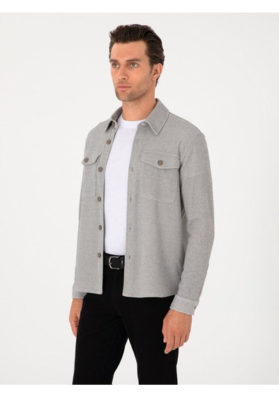 Cacharel Gri Regular Fit Ceket Gömlek