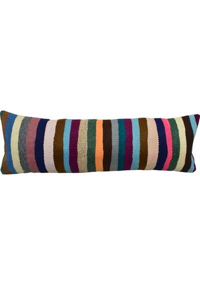 Zehra Abla Halı Yeni El Dokuma Dekoratif Lumbar Kilim Kırlent Yastık Kılıfı 6903 Çok Renkli