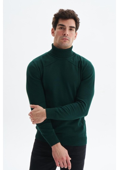 AR-MA Arma Erkek Slim Fit Likralı Akrilik Kumaş Boğazlı Yaka Triko Kazak K0kro0862 Yeşil